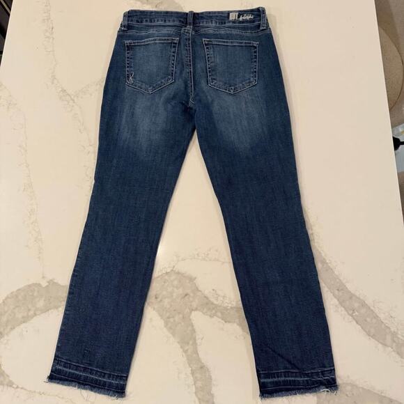 KUT From The Kloth Raw Hem Straight Denim Jeans Women’s 6 Dark Blue Wash Casual - Picture 5 of 10